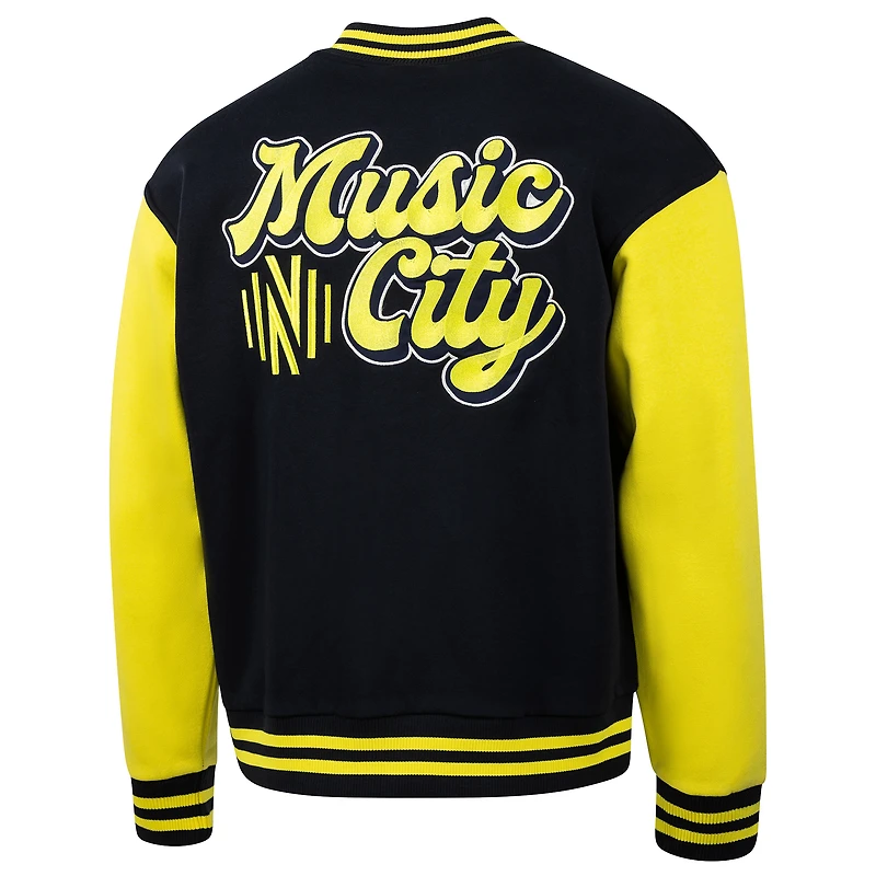 Men's Navy Nashville SC Fast Break Varsity Full-Snap Jacket