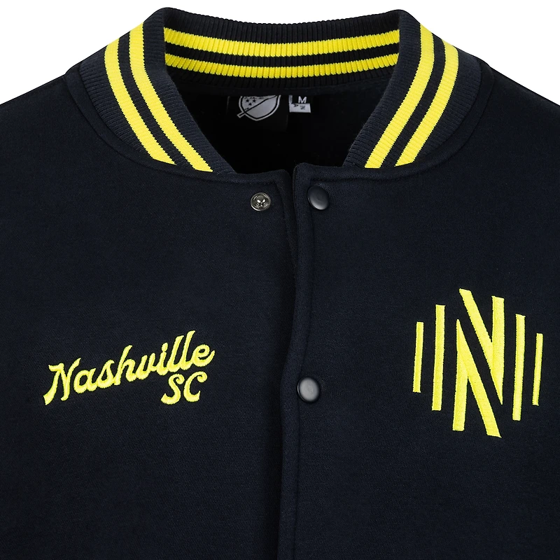 Men's Navy Nashville SC Fast Break Varsity Full-Snap Jacket