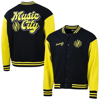 Men's Navy Nashville SC Fast Break Varsity Full-Snap Jacket