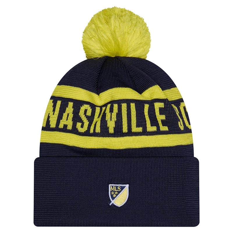 Bonnet en maille à revers avec pompon, bleu marine, New Era Nashville SC 2026