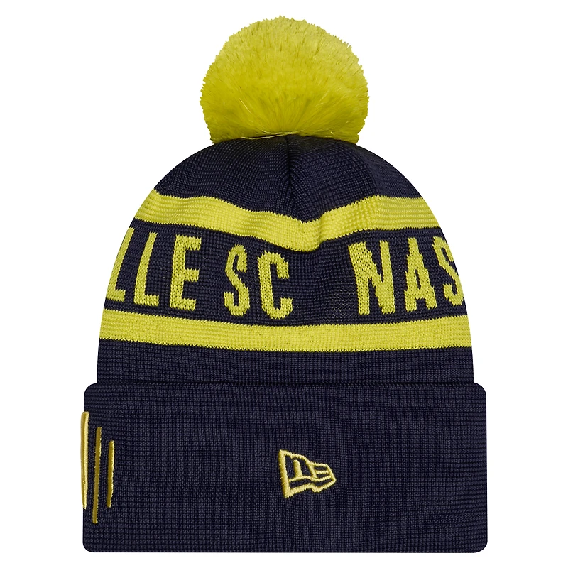 Bonnet en maille à revers avec pompon, bleu marine, New Era Nashville SC 2026