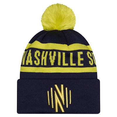Bonnet en maille à revers avec pompon, bleu marine, New Era Nashville SC 2026