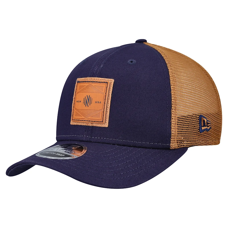 Casquette ajustable extensible à boutons-pression New Era bleu marine Nashville SC pour homme avec logo en relief 9SEVENTY