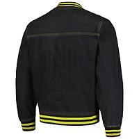 Blouson aviateur à boutons complets en denim noir Nashville SC The Wild Collective pour hommes
