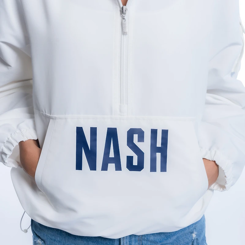 Women's Lusso  White Nashville SC Paige Half-Zip Hooded Jacket