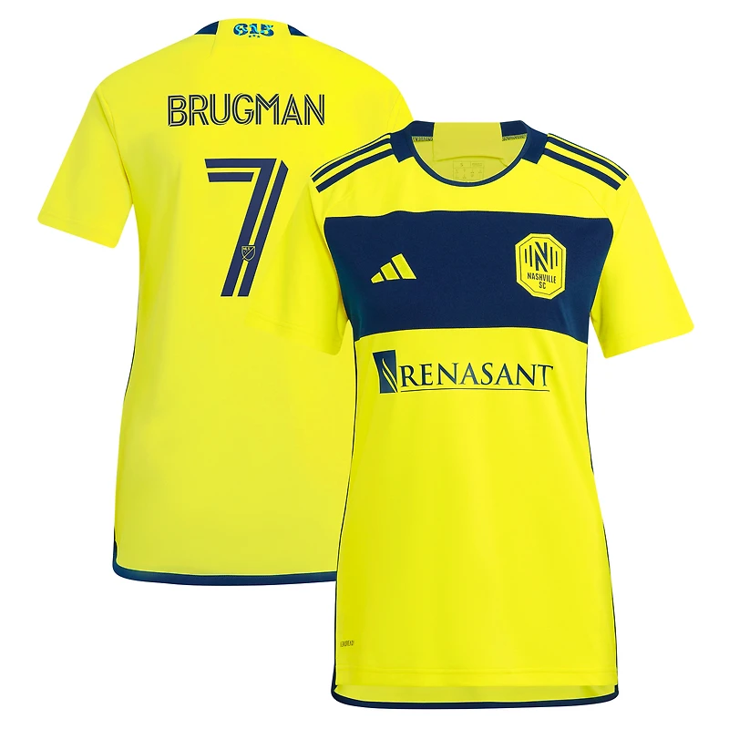 Women's adidas Gastón Brugman Yellow Nashville SC 2024 The 615 Kit Replica Player Jersey