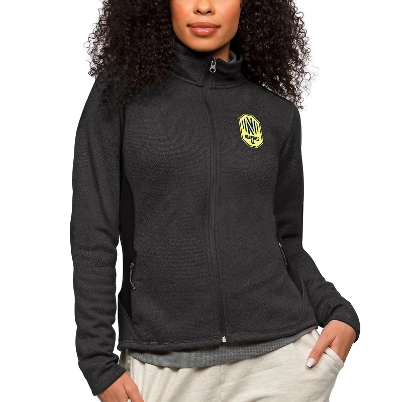 Veste zippée intégrale pour femme Antigua Heather Charcoal Nashville SC Team Logo Course