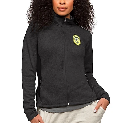 Veste zippée intégrale pour femme Antigua Heather Charcoal Nashville SC Team Logo Course