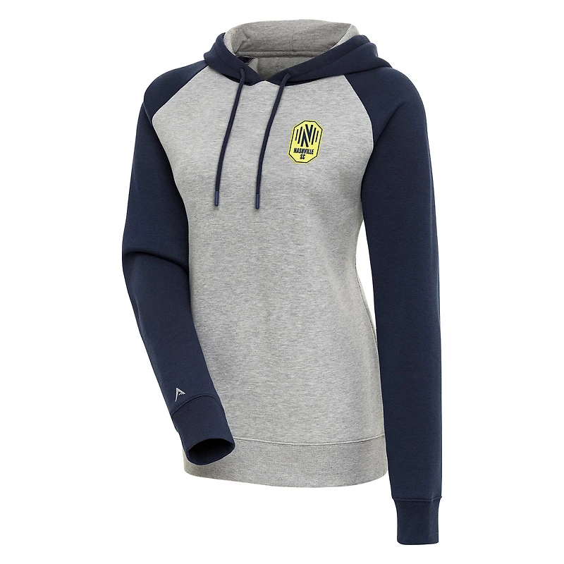 Sweat à capuche manches raglan Antigua Heather Grey Nashville SC Victory pour femme