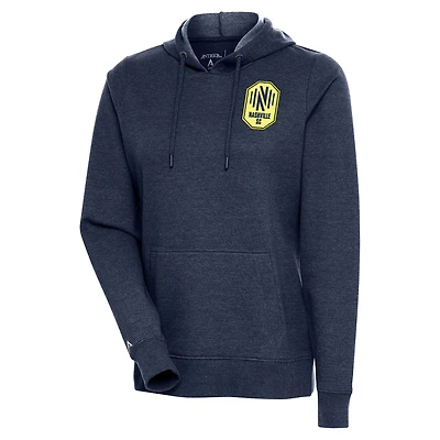 Sweat à capuche pour femme Antigua Heather Navy Nashville SC Logo Action