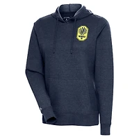 Sweat à capuche pour femme Antigua Heather Navy Nashville SC Logo Action