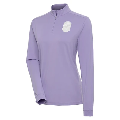 Haut à fermeture éclair quart de tour pour femme Antigua Lavender Nashville SC blanc avec logo