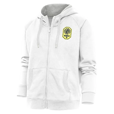 Sweat à capuche entièrement zippé Antigua White Nashville SC Logo Victory pour femme