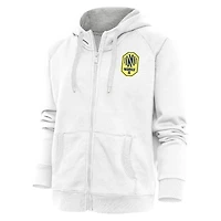 Sweat à capuche entièrement zippé Antigua White Nashville SC Logo Victory pour femme