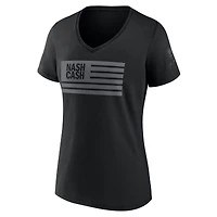 Women's Fanatics Black Nashville SC x Johnny Cash Flying Corp V-Neck T-Shirt