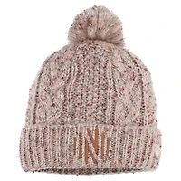Bonnet en tricot à revers Nashville SC Tan New Era pour femme avec pompon