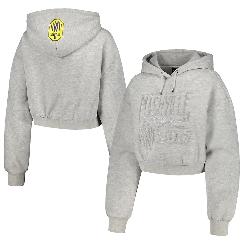 Women's The Wild Collective Heather Gray Nashville SC Cropped Pullover Hoodie
