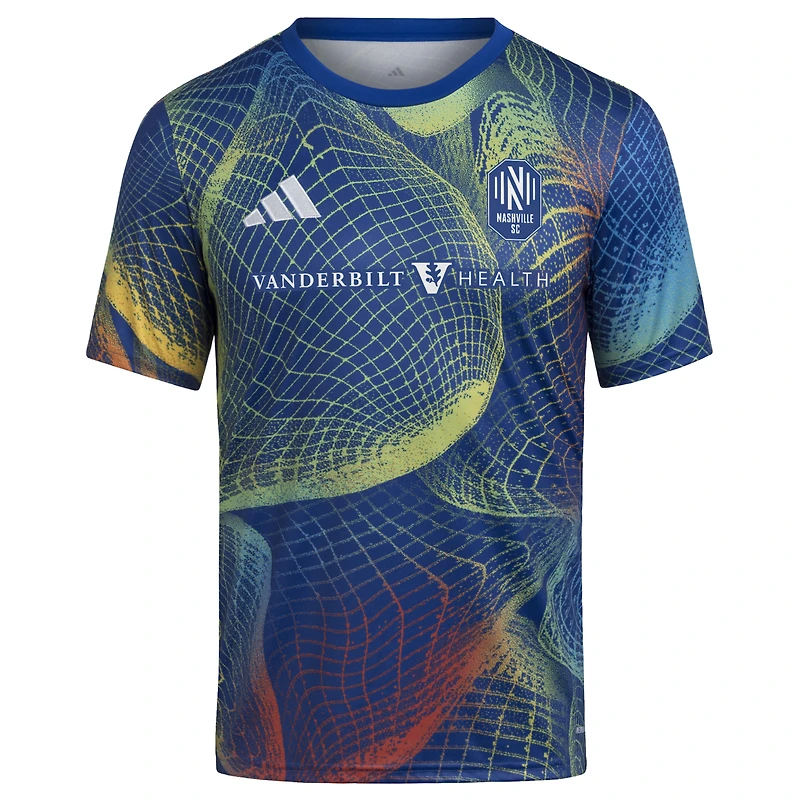 Haut d'avant-match adidas bleu Nashville SC 2025 United We Play AEROREADY pour jeunes