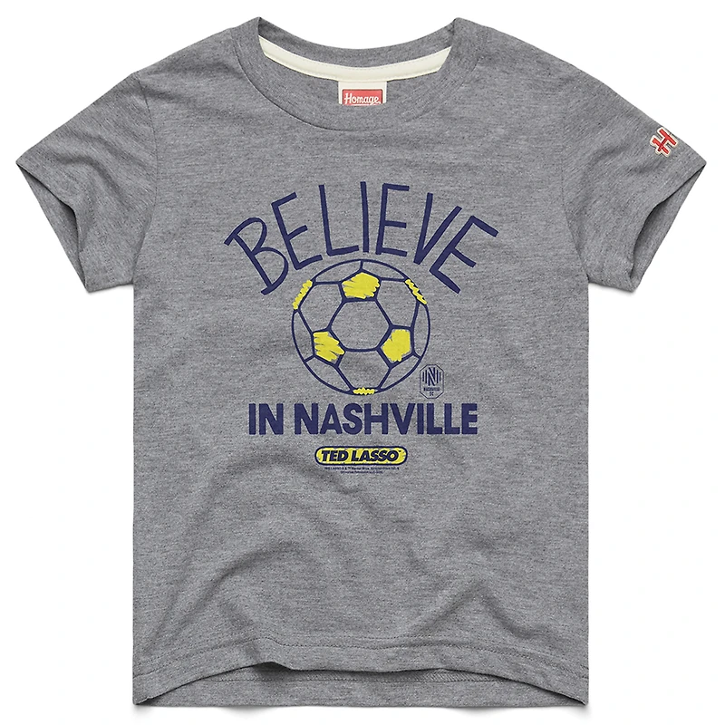 T-shirt gris Youth Homage Nashville SC MLS x Ted Lasso Believe Graphic Tri-Blend