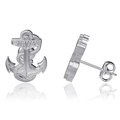Dayna Designs Navy Midshipmen Silver Post Earrings