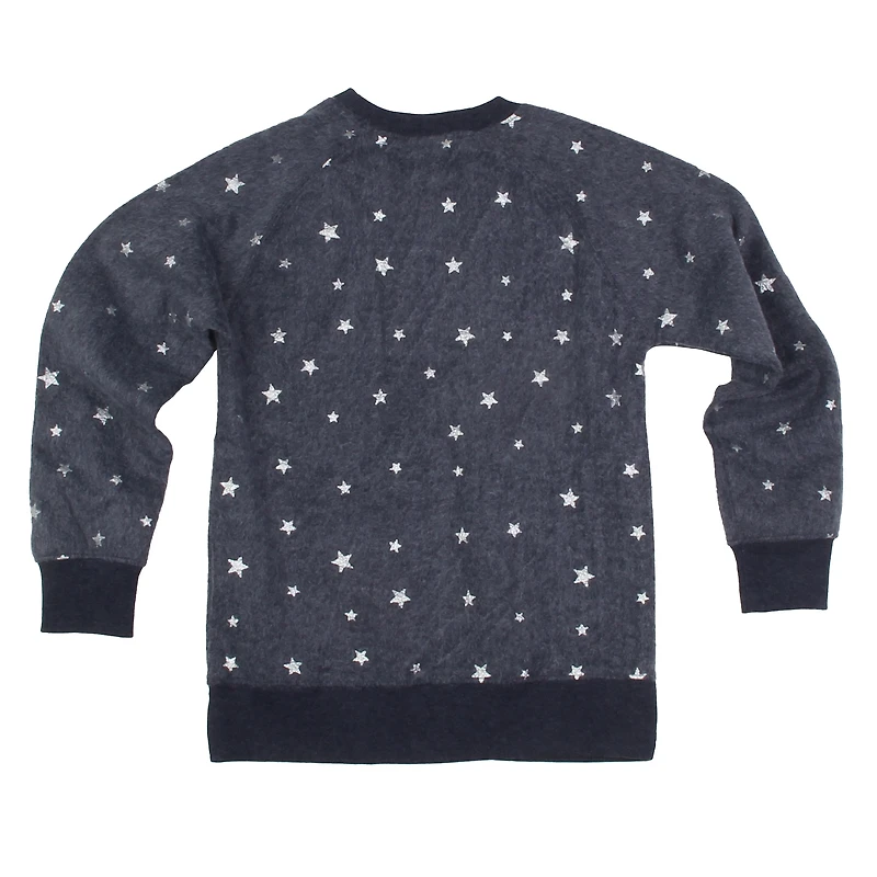 Girls Youth Wes & Willy  Navy Midshipmen Shimmer Star Reverse Sweatshirt
