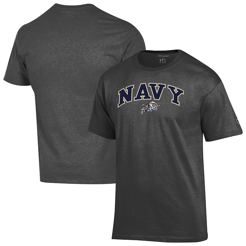 Men's Champion Heather Gray Navy Midshipmen Arch Over Logo T-Shirt