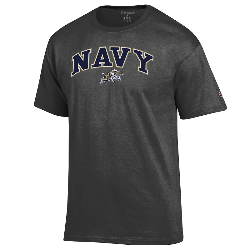 T-shirt Champion Heather Grey Navy Midshipmen Arch Over Logo pour homme