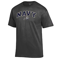 T-shirt Champion Heather Grey Navy Midshipmen Arch Over Logo pour homme