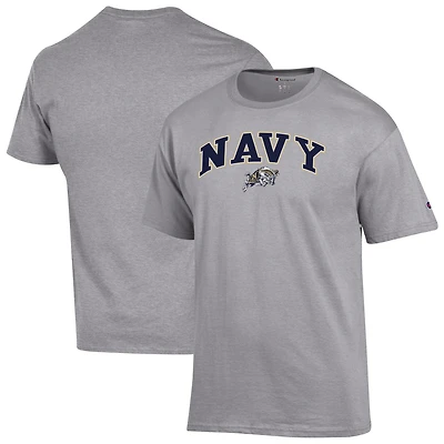 Men's Champion  Heather Gray Navy Midshipmen Arch Over Logo T-Shirt