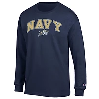 T-shirt à manches longues avec logo Arch Over pour homme Champion Navy Midshipmen