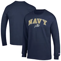 T-shirt à manches longues avec logo Arch Over pour homme Champion Navy Midshipmen
