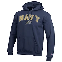 Men's Champion  Navy Midshipmen Arched Logo Fleece Pullover Hoodie