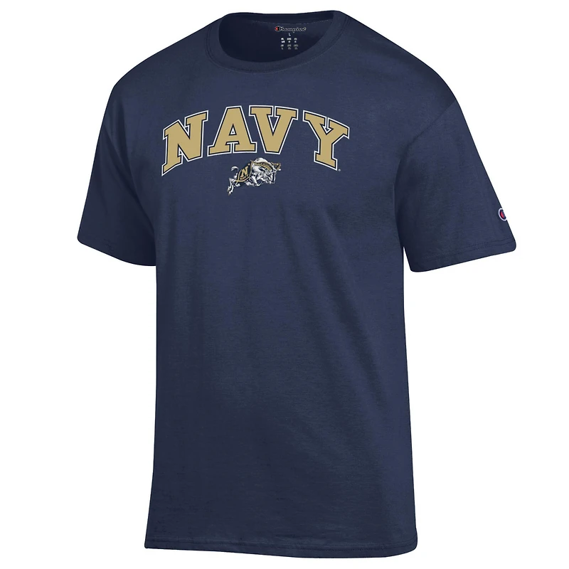 Men's Champion Heather Gray Navy Midshipmen Arch Over Logo T-Shirt