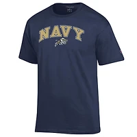 Men's Champion  Heather Gray Navy Midshipmen Arch Over Logo T-Shirt