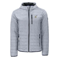 Men's Cutter & Buck  Gray Navy Midshipmen Rainier Eco PrimaLoft Hooded Full-Zip Jacket