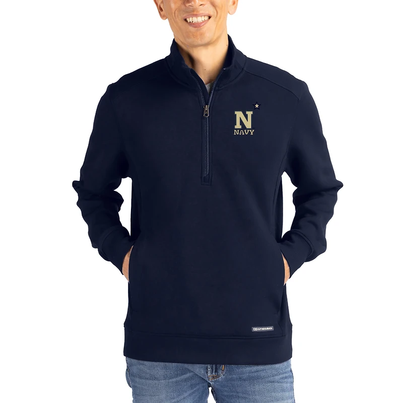 Pull à col zippé Cutter & Buck Navy Midshipmen Roam Eco recyclé pour homme