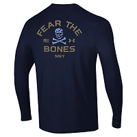 T-shirt à manches longues en coton performant Jolly Rogers V110794 NAVY 190 FEAR THE BONES NCAA UAR TEEMENL-S