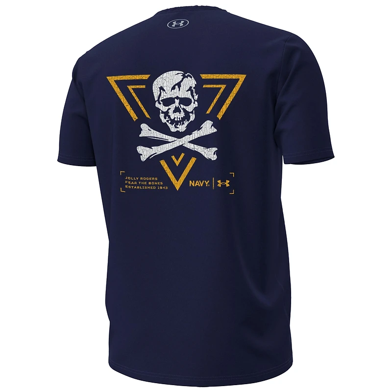 Men's Under Armour  Navy Midshipmen Distressed Jolly Rogers T-Shirt
