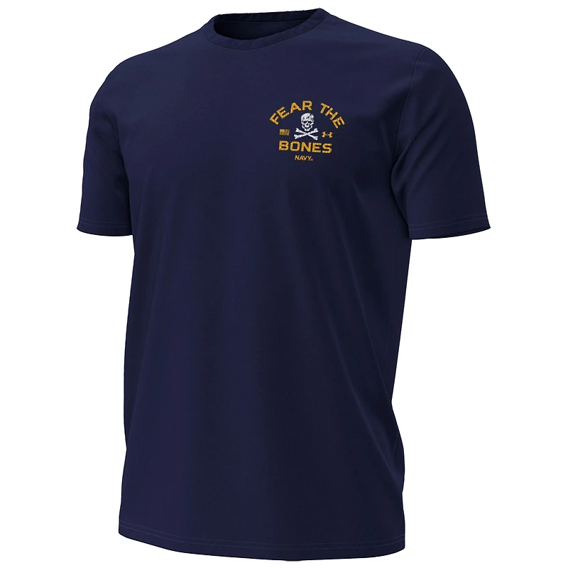 T-shirt à manches courtes en coton performant Jolly Rogers V110794 NAVY 190 FEAR THE BONES NCAA UAR TEEMENSCR