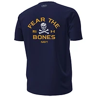 T-shirt à manches courtes en coton performant Jolly Rogers V110794 NAVY 190 FEAR THE BONES NCAA UAR TEEMENSCR