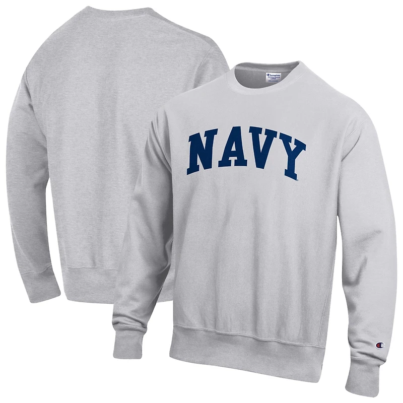 Men's Champion Gray Navy Midshipmen Reverse Weave Fleece Sweatshirt