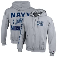 Sweat à capuche zippé en polaire Powerblend gris marine Champion Midshipmen Varsity pour homme