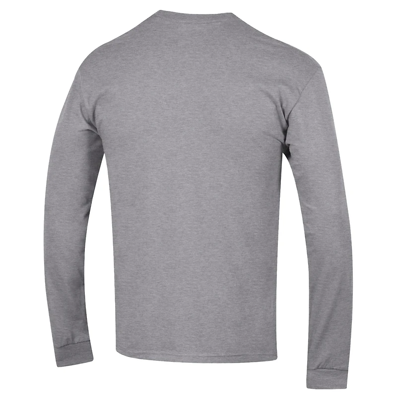 Men's Champion  Heather Gray Navy Midshipmen Arch Over Logo 2-Hit Long Sleeve T-Shirt