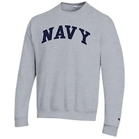 Men's Champion  Heather Gray Navy Midshipmen Basic Arch Fleece Pullover Sweatshirt