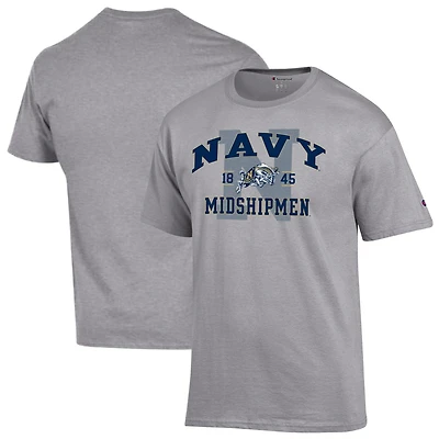 Men's Champion Heather Gray Navy Midshipmen Varsity T-Shirt