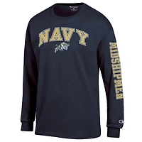 Men's Champion  Navy Midshipmen Arch Over Logo 2-Hit Long Sleeve T-Shirt