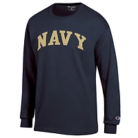Men's Champion  Navy Midshipmen Basic Arch Long Sleeve T-Shirt