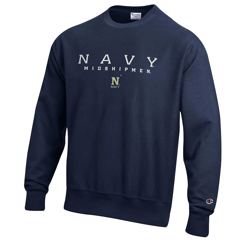 Sweat-shirt Champion Navy Midshipmen Relentless Reverse Weave pour homme