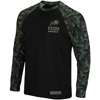 T-shirt à manches longues Colosseum Black Navy Midshipmen OHT Military Appreciation Camo Raglan pour hommes