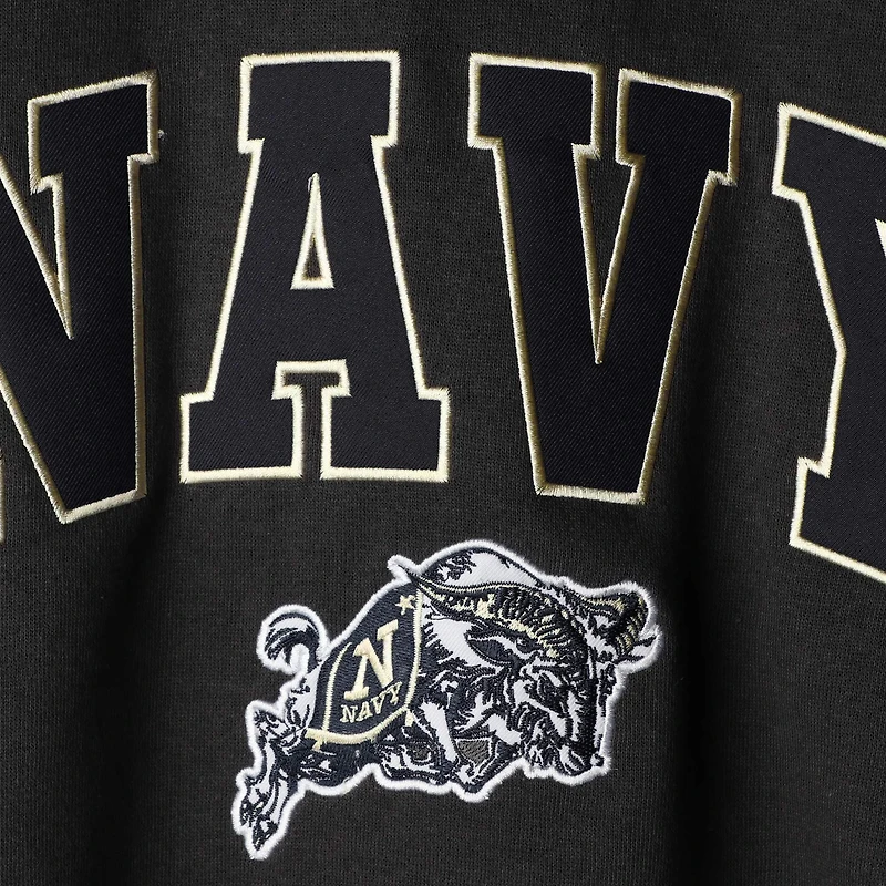 Men's Colosseum Charcoal Navy Midshipmen Arch & Logo Crew Neck Sweatshirt